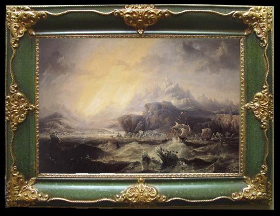 framed  Attributed to john wilson carmichael Erebus and Terror in the Antarctic, Ta119-4